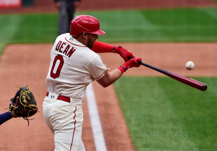 SF Giants utility man Austin Dean taking a swing with the Cardinals.